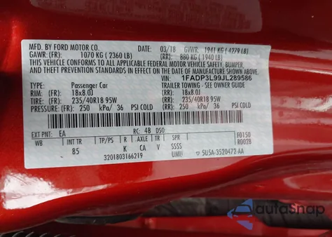 2018 Ford Focus St from USA, damaged, VIN 1FADP3L99JL289586